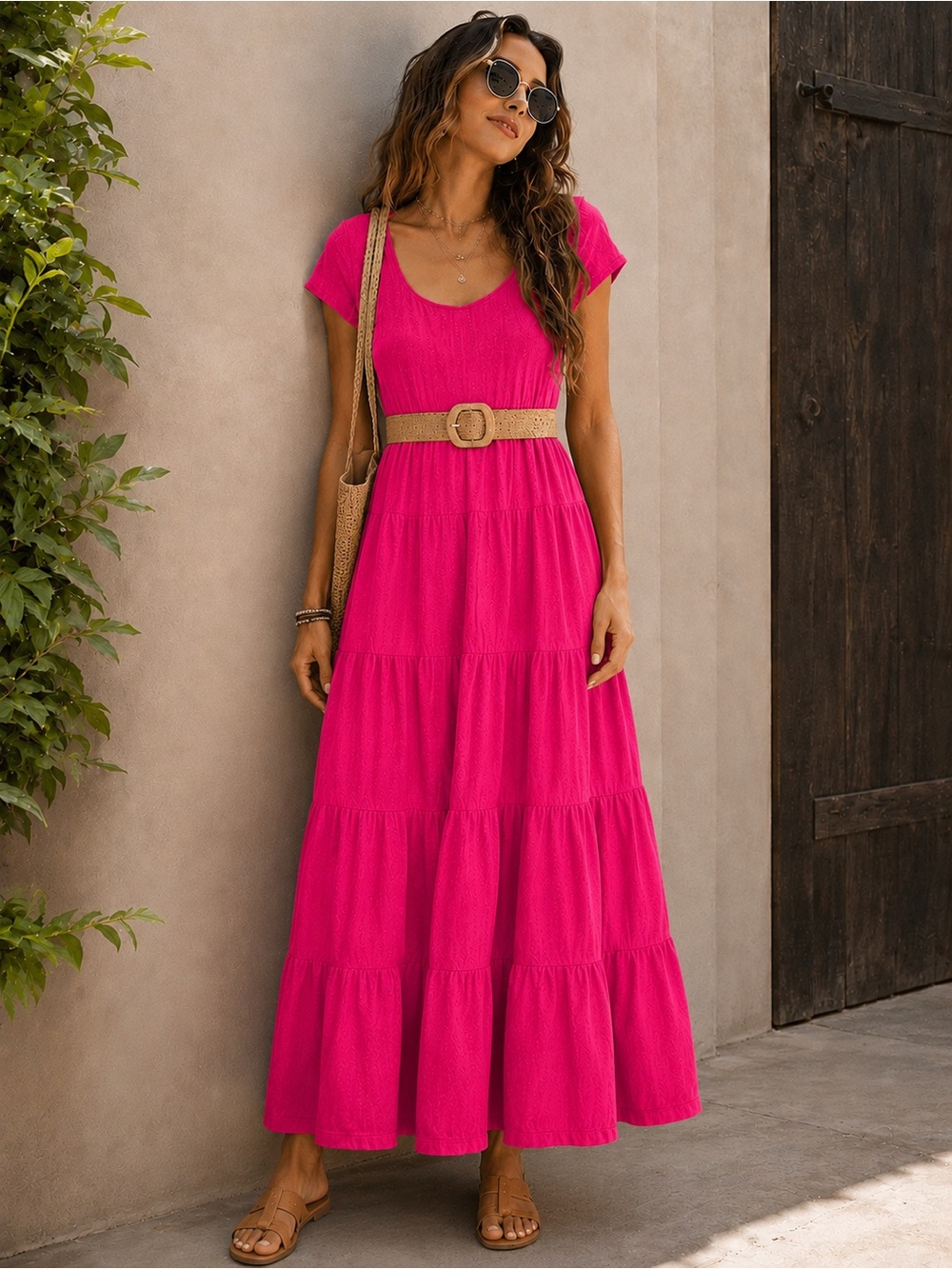 Anthropologie Maeve Pink Tiered Maxi Dress XS | Pockets | Rare